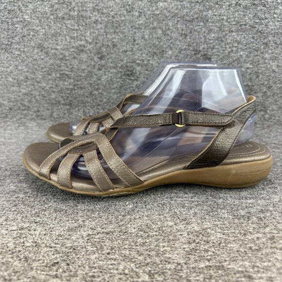 ✅Naturalizer Catrina Sandals Womens 9.5N Bronze Pewter Leather Strappy Slingback - Picture 8 of 10